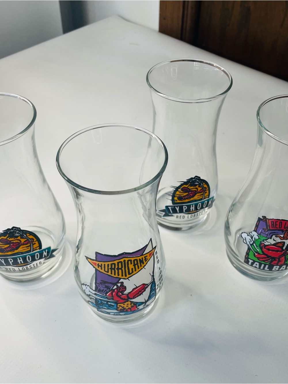 Vintage Red Lobster Cocktail Hurricane Glasses Promotional
